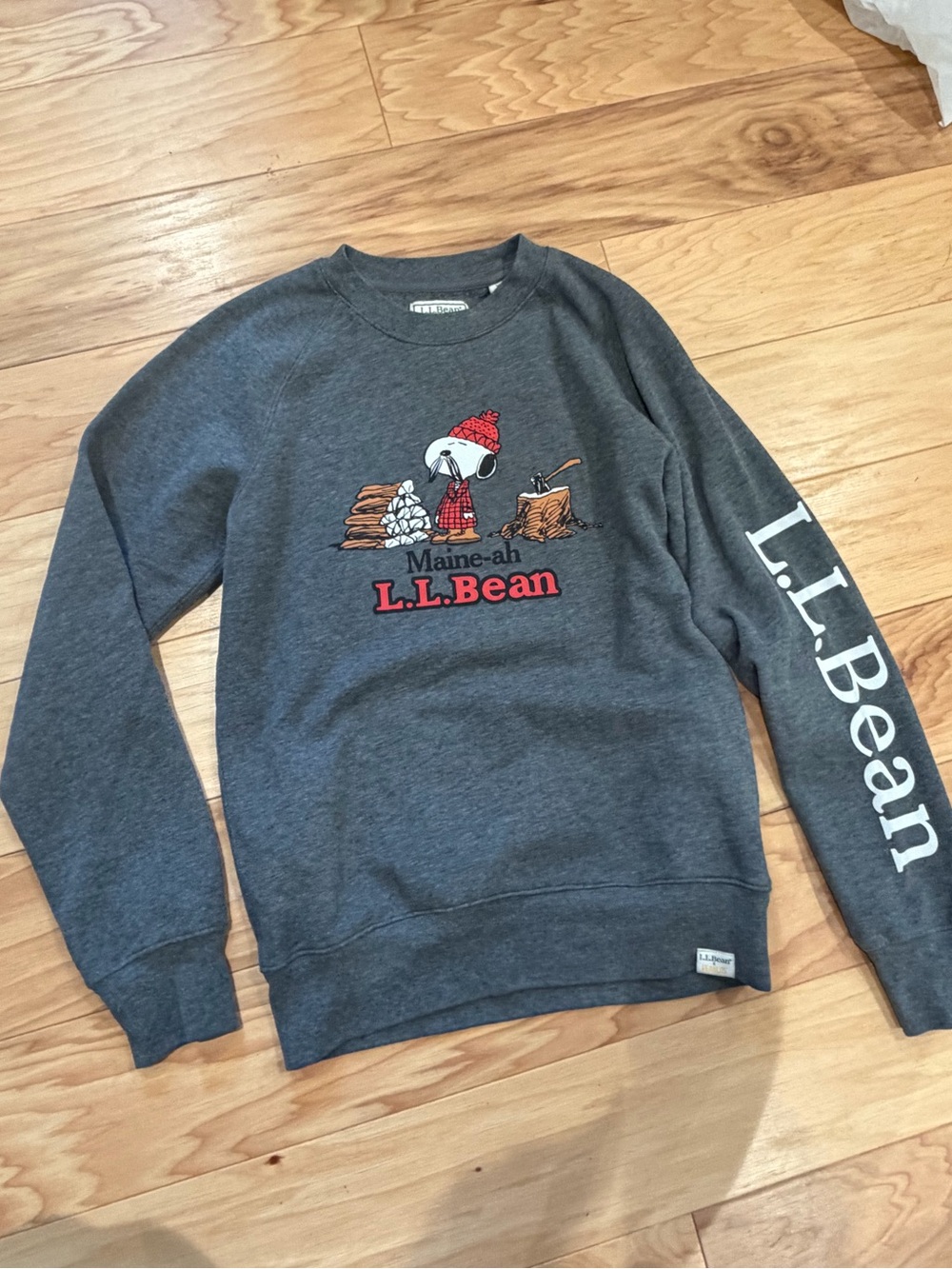 L.L.Bean x Peanuts Snoopy Maine-ah Cozy Graphic Crewneck Sweatshirt XS Rare!